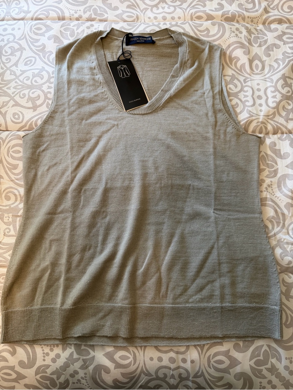 Piazza Sempione Sleeveless V-Neck Tank in Olive Green